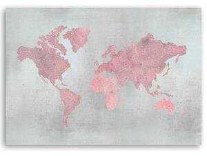Obraz na plátně Růžová mapa kontinentů - Andrea Haase Rozměry: 60 x 40 cm