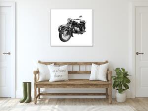 Skleněný obraz stará černá motorka veterán - 40 x 40 cm