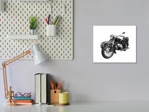 Skleněný obraz stará černá motorka veterán - 40 x 40 cm