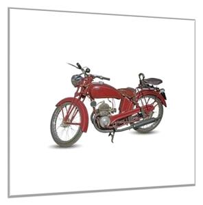 Skleněný obraz stará červená motorka veterán - 50 x 50 cm