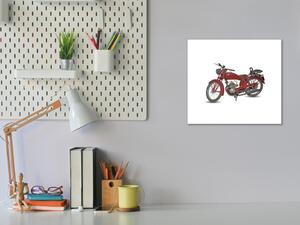 Skleněný obraz stará červená motorka veterán - 40 x 40 cm