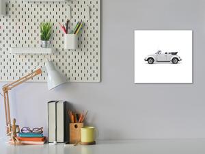 Skleněný obraz auto bílý brouk kabriolet - 40 x 40 cm