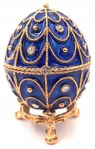 Exkluzivní kovová šperkovnice s krystaly - Vejce Fabergé - B0748-17 BL