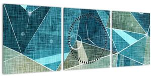 Obraz - Tyrkysová abstrakce (s hodinami) (90x30 cm)