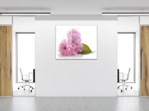 Obraz skleněný čtvercový růžový květ mandloně - 40 x 40 cm