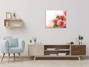 Obraz skleněný čtvercový květy růžové růže ve stínu - 40 x 40 cm