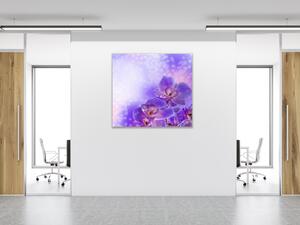 Obraz skleněný čtvercový květ fialové orchideje a fialový stín - 40 x 40 cm