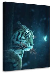 Obraz na plátně Tygr a kouzelná noc - Jose Francese Rozměry: 40 x 60 cm
