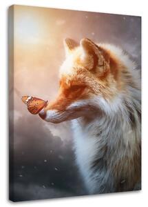 Obraz na plátně Liška a motýl - Jose Francese Rozměry: 40 x 60 cm
