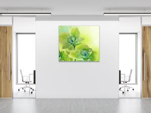 Obraz skleněný čtvercový květ žluto zelená orchidej a stín - 40 x 40 cm