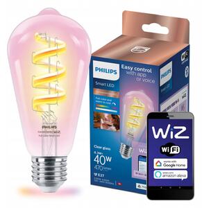 LED žárovka E27 PHILIPS Smart Filament, barevné světlo, 6,3W (ekvivalent 40W), 470lm