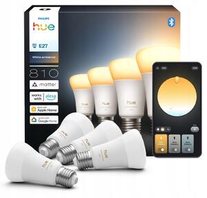 4x LED žárovka E27 6W 810lm SMART Inteligentní Bílé Světlo Philips HUE