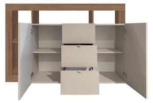 Komoda LENOR 146x93x42 cm kašmír/dub