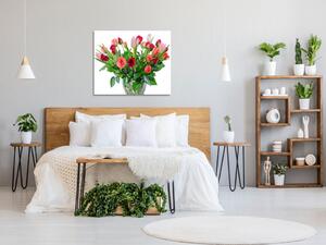 Obraz skleněný čtvercový kytice růží a tulipánů - 40 x 40 cm
