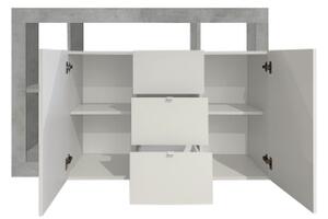 Komoda LENOR 146x93x42 cm bílá/šedá beton