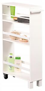 Kuchyňský regál Kesper bílý MDF 3-patrový 15x79x50 cm s kolečky