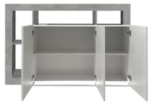 Komoda LENOR 146x93x42 cm bílá/šedá beton