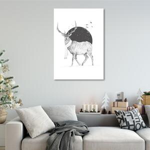 Obraz na plátně Jelen za zimního vánočního večera - Rykker Rozměry: 40 x 60 cm