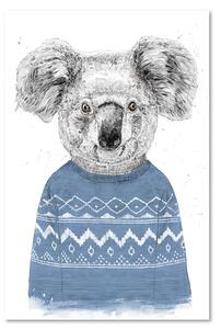 Obraz na plátně Medvěd koala v modrém vánočním svetru - Rykker Rozměry: 40 x 60 cm