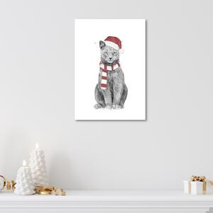 Obraz na plátně Vánoční kočka v červené čepici - Rykker Rozměry: 40 x 60 cm