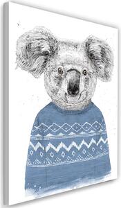 Obraz na plátně Medvěd koala v modrém vánočním svetru - Rykker Rozměry: 40 x 60 cm