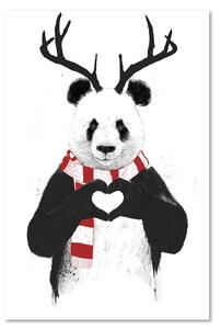 Obraz na plátně Panda s rohy ve vánoční šále - Rykker Rozměry: 40 x 60 cm