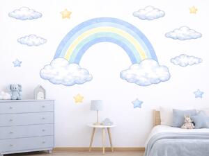Duha pro kluky textilní přelepitelná samolepka na zeď arch 46 x 24 cm