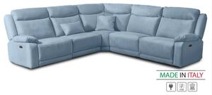 Kožená sedací souprava CONTINENTAL rohová s funkcí relax, elektrické, sv. modrá (cielo 332)