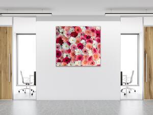 Obraz na skle detail růžové a bílé květy gerbery - 50 x 50 cm