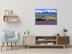 Obraz skleněný levandulové pole pod horami - 40 x 40 cm