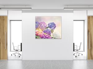 Obraz na stěnu malované květy barevné hortenzie - 40 x 40 cm