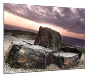 Obraz skleněný kameny na pobřeží - 34 x 34 cm