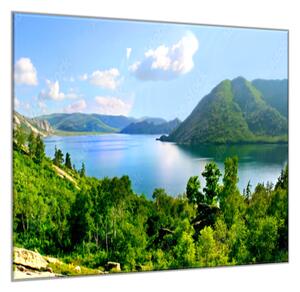 Obraz skleněný příroda hory a jezero - 40 x 40 cm