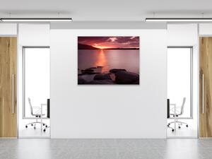 Obraz skleněný západ slunce nad jezerem - 40 x 40 cm