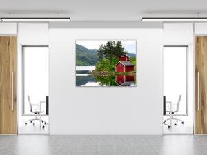 Obraz skleněný dům u jezera - 40 x 40 cm