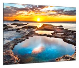 Obraz skleněný západ slunce nad oceánem - 55 x 55 cm