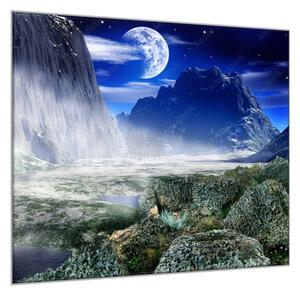 Obraz skleněný noční fantasy krajina - 55 x 55 cm