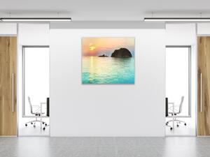 Obraz skleněný východ slunce u moře - 40 x 40 cm