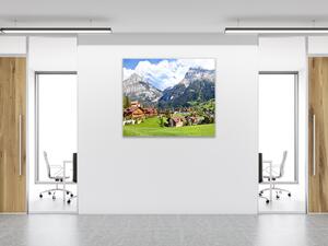 Obraz skleněný vesnice v horách - 40 x 40 cm
