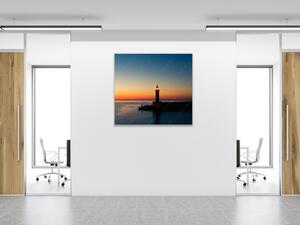 Obraz skleněný maják v západu slunce - 40 x 40 cm
