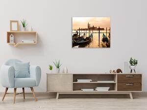 Obraz skleněný gondoly a Benátky - 40 x 40 cm