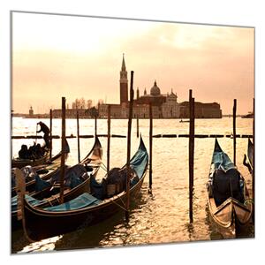 Obraz skleněný gondoly a Benátky - 34 x 34 cm