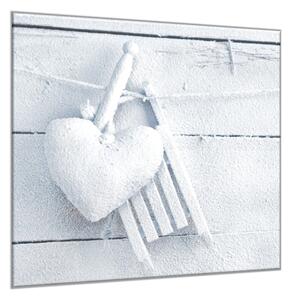 Obraz skleněný romantické zimní srdce - 34 x 34 cm
