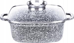HLINÍKOVÝ HRNEC ČTVEREC 26 CM ŽULOVÝ MRAMOR 5,5 L MASTERPAN MP-2109