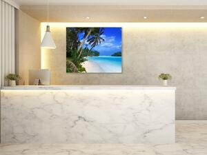 Obraz skleněný moře, palmy, pláž - 40 x 40 cm