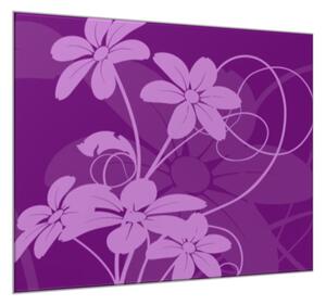 Obraz skleněný čtvercový abstrakt fialový květ - 55 x 55 cm