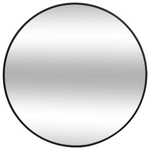 ZRCADLO ZÁVĚSNÉ NÁSTĚNNÉ KULATÉ VELKÉ ČERNÝ KOVOVÝ RÁM Ø 70 cm