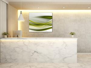 Obraz skleněný abstraktní olivově zelená vlna - 40 x 40 cm