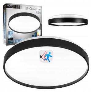 Stropní Svítidlo Masterled černé kulatý 18W s pohybovým senzorem 34 cm