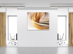Obraz skleněný čtvercový oranžovo hnědá vlna - 40 x 40 cm